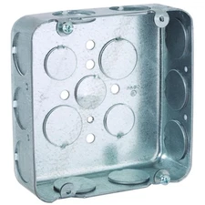 MULTIPLE 246 Square Box 4-11/16" 1.5" Deep Steel 2 Gang KO 1/2" 3/4"