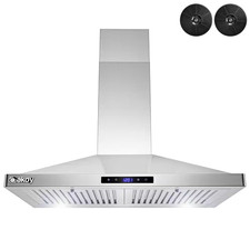30 In. Convertible Kitchen Wall Mount Range Hood in Stainless Steel with Leds, T