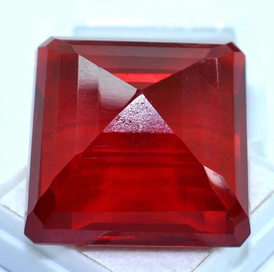 AAA+ Large Mozambique Red Ruby 85.7 Ct. Square Cut Loose Gemstone Gift for Women - Image 4 of 4
