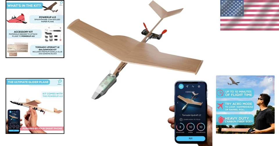 Balsa Wood Glider with Gyro Stabilizer - Image 2 of 4
