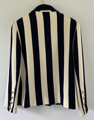 Vintage Chanel 1980s Iconic Striped Wool Jersey w/Logo Buttons - Picture 2 of 17