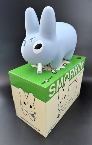 Frank Kozik FIRMADO Kidrobot 10" GID Blue Labbit + INSC AUTOGRAFIADO Nuevo en Caja - Imagen 2 de 10