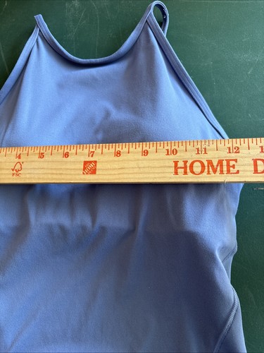 Lululemon “No Size Tag” Cropped Tank Built In Shelf Bra Thin Strap Blue - Picture 2 of 7