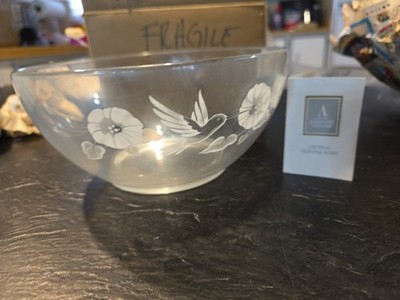 Vintage Bowl, Over 24% Lead, Hummingbird And Morning Glorys. Approx. 8  Diameter