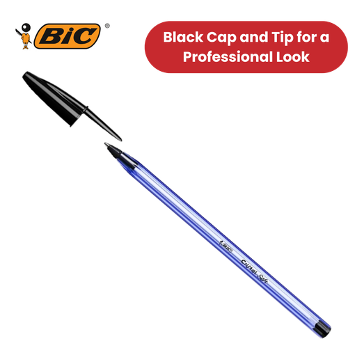 BIC Cristal Soft Ball Pens Black Color Ballpoint Pens Wide 1.2mm Tip - Box of 50 - Picture 3 of 7