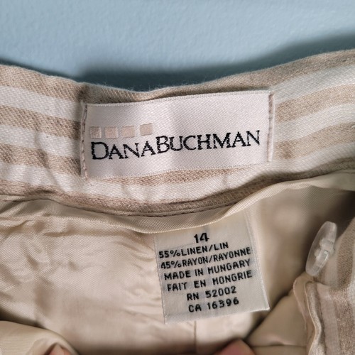 Dana Buchman Vtg Tan Cream Stripe Linen Blend Pants Trousers - Picture 6 of 13
