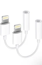 2 pack lightning to 3.5mm headphone jack adapter & 3.5mm jack