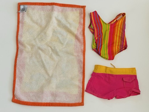 Pleasant Company American Girl Swimming Beach Swimsuit W/ Shorts And Towel 1998 - Picture 4 of 6