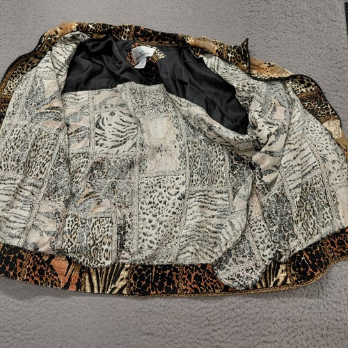 Chaqueta vintage Erin London para mujer talla grande ligera estampado animal cremallera completa  - Imagen 5 de 13