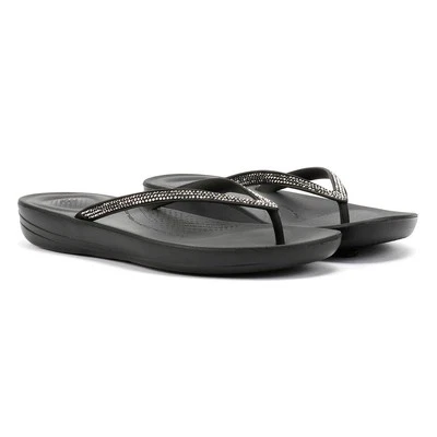 FitFlop Iqushion Sparkle Rubber Damen-Flip-Flops schwarz