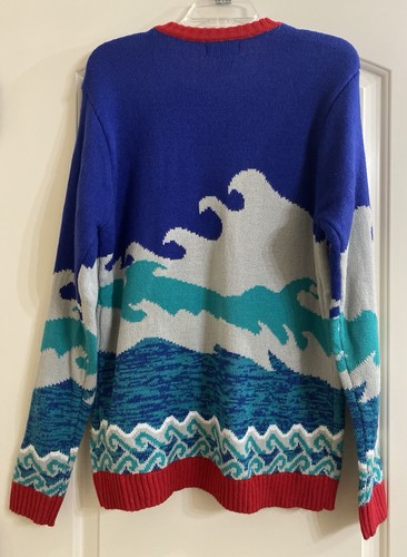 Suéter Blizzard Bay Ugly Surfing Santa Claus Navidad Talla Mediana Hawaiano NUEVO - Imagen 4 de 6