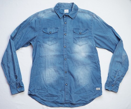 Scotch & Soda Duck Cotton Snap Shirt mens Popper Long Sleeve top size L Large - Picture 2 of 8