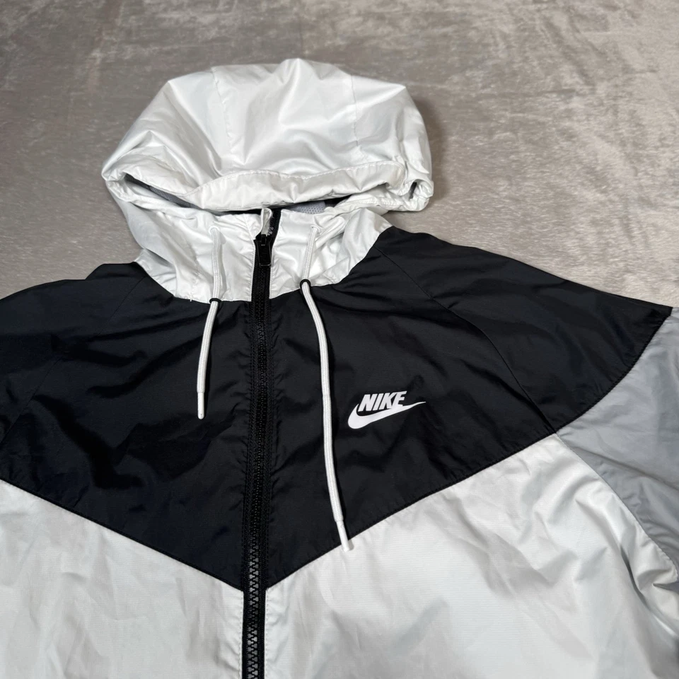 Chaqueta Nike Para Hombre Pequeña Blanca Negra Ropa Deportiva Correvientos Malla Forrada Cremallera Completa Foto 3 de 4
