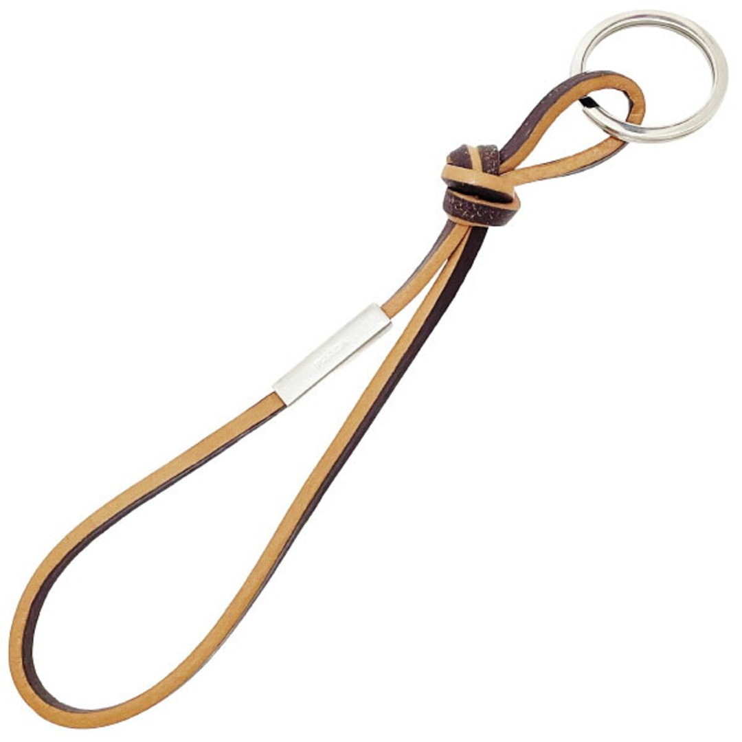 Prada Keychain Logo Loop Key Ring Leather Camel B… - image 1