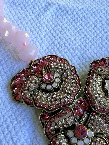 Vtg Heidi Daus Signed Necklace Pink Floral Colorful Statement Jewelry Signed - Picture 12 of 16