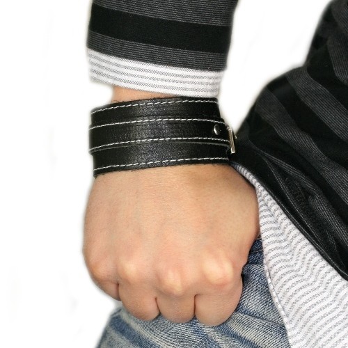Pulsera de cuero SilverDream negra para hombre LA1189S - Imagen 4 de 7
