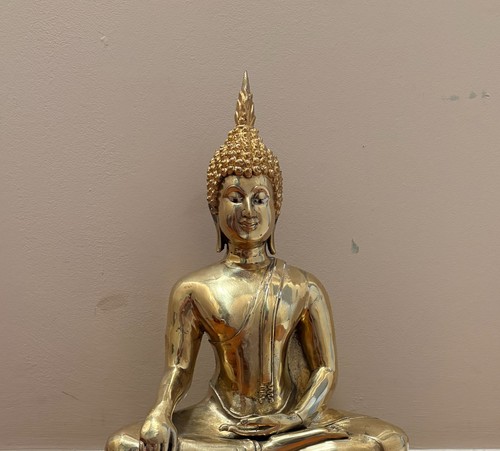 Bronze Buddha Statue - groß - 15,75" - Thailand - ruhende Hände - Bild 4 von 5