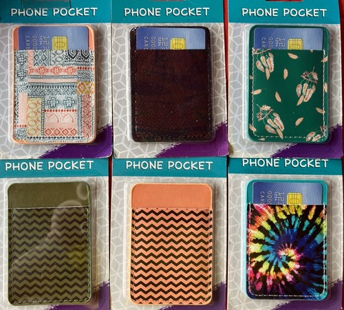 6 Credit Card Holder “phone Pocket” Different Designs 3.5 X 2.5 - Picture 1 of 1