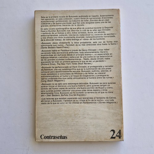 Charles Bukowski - Factotum - Anagrama 1982 - Imagen 3 de 3