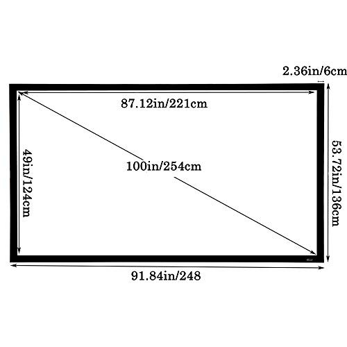 100in Fixed Frame Projector Screen, Diagonal 16:9, Active 3D 4K 16:9, 100" - Picture 3 of 7