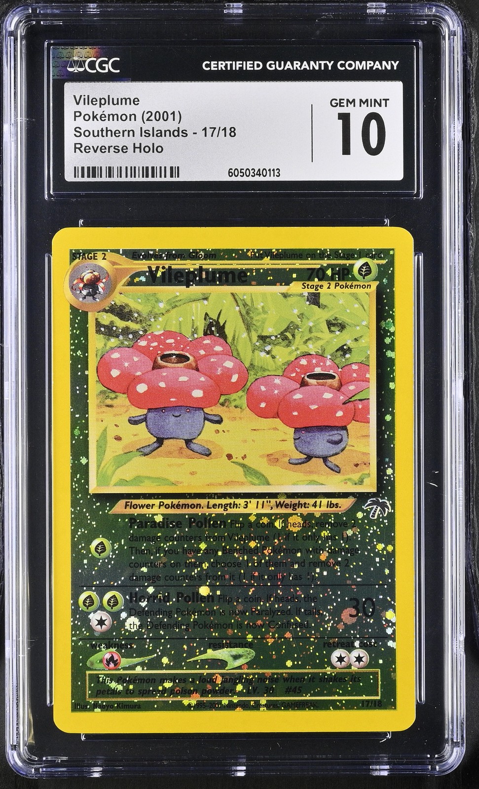 CGC 10 GEM MINT Vileplume Southern Islands 17/18 Reverse Holo Pokemon Card