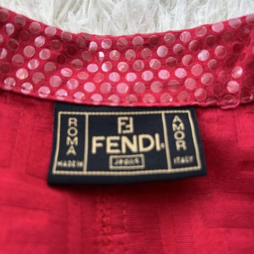 Fendi Dress Allover Pattern FF Logo Zucca Cotton Red Size 40 Shipped from Japan - Picture 8 of 24