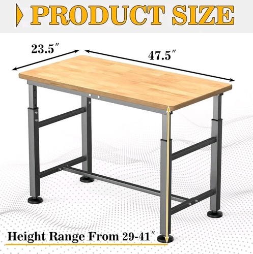 Banco de Trabajo Ultrawall para Garaje, Mesa de Trabajo Altura Ajustable 47.5", Pesado... - Imagen 3 de 7