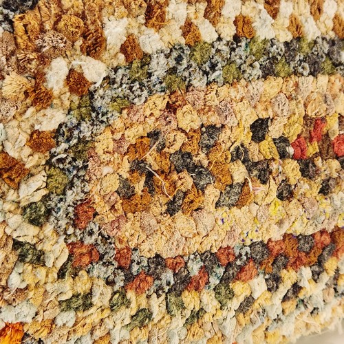 Cricket Rag Rug Footstool Turned Spindle Wood Legs Cottage Ottoman Farmhouse 10" - Picture 17 of 22