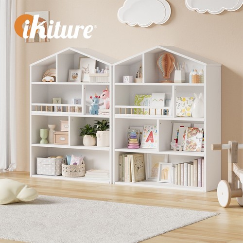 Oikiture Kids Bookshelf Toy Storage Organiser Bookcase Display Shelf Rack - Picture 4 of 10