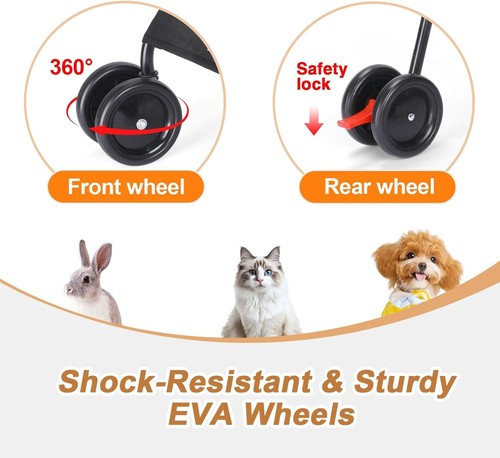 Travel Dog Stroller Lightweight Pet Carrier for Small Dogs Cats Up to 33 lbs - Picture 6 of 8