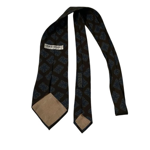 Vintage Giorgio Armani Krawatte Herren Seidenkrawatte Italien braun blau Grafik Designer