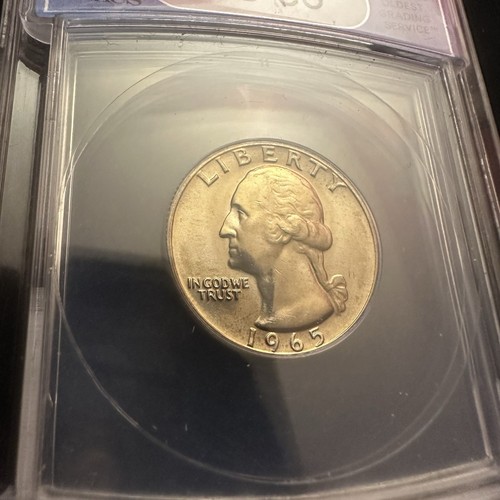 1965 25C SMS ANACS MS66 Washington Quarter Graded US Coin Slight Toning - Picture 3 of 8