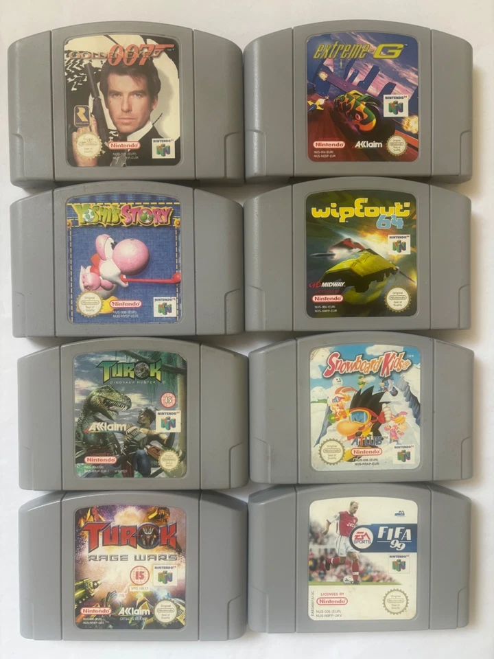 X8 N64 Games Bundle: Yoshi, Goldeneye, Wipeout, Snowboard Kids, Turok, FIFA - Image 1 of 1