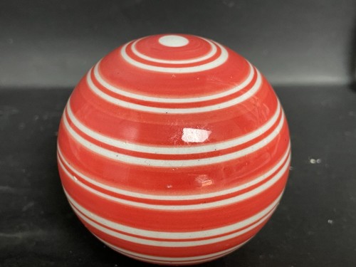 3.5" Ceramic/Porcelain Carpet Ball Decorative Orb - Red White Stripes