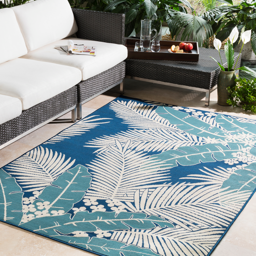 Samantha Coconut Creek Blue Beige Indoor Outdoor Area Rug Blue Beige Indoor Outdoor Area Rug