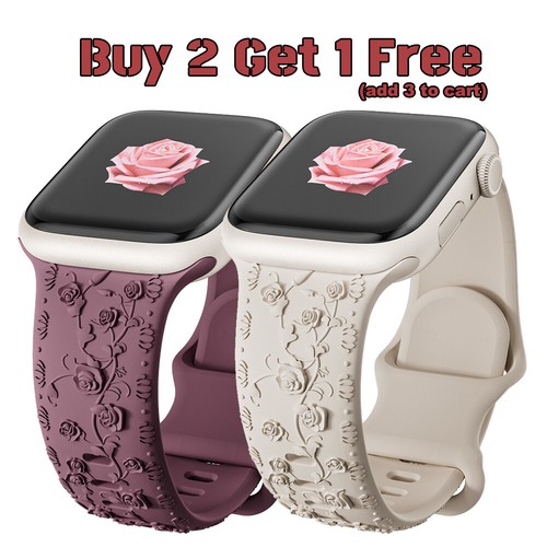 For Apple Watch Band Silicone Engraved Strap Series 11 10 9 8 7 6 Ultra3 38-49mm - 第 1/30 張圖片