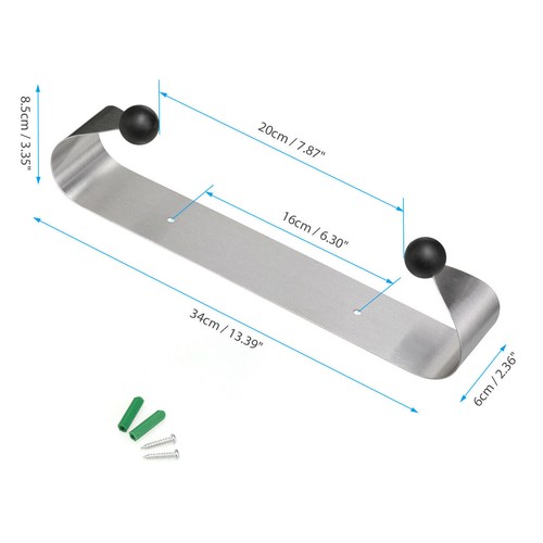 Paper Towel Holder Under Cabinet Wall Mounted Stainless Steel Rack Kitchen Home - Picture 4 of 7