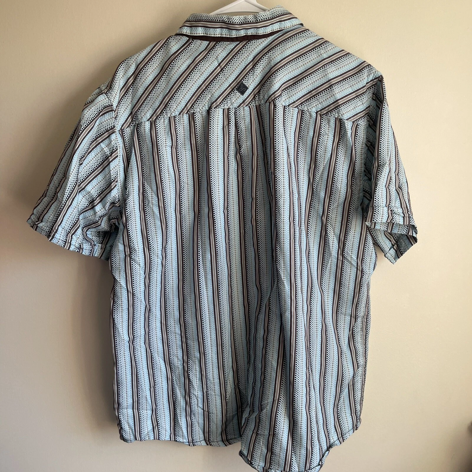 prana striped button front active athletic outdoor hiking shirt