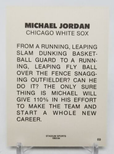 1993-94 Stadium Sports MICHAEL JORDAN Gold Signature Prism Chicago White Sox #69 - Picture 3 of 4