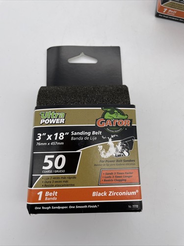 Gator 50 grit sanding belt sand paper 3"x18", lot of 2 belts, Black Zirconium - Picture 2 of 6