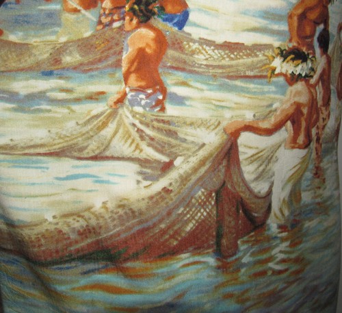 JAMS WORLD Vtg Hawaiian dress men & women haku leis fishing net tropical palms L - Picture 6 of 15