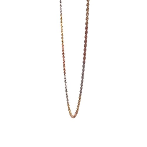 18K White/Yellow/Rose Gold 16″ Necklace Minimalist Unisex Jewelry from Italy - Picture 10 of 10
