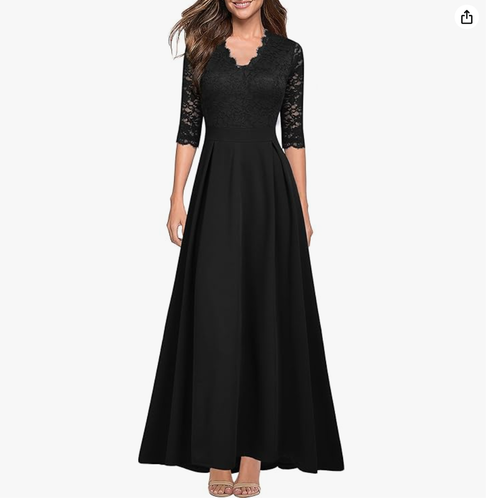REPHYLLIS V Neck Lace Vintage Formal Bridesmaid Wedding Long Dress (more colors) - Picture 1 of 18
