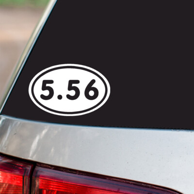 5.56 AR AR15 AR-15 M4 Oval Sticker Car Truck all chrome and regular colors