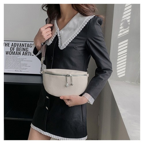 Leather Fanny Pack for Women Waterproof Shoulder Crossbody Sling Bag Women Cream - Picture 7 of 14