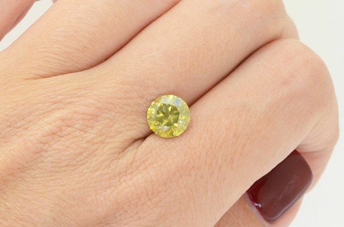 Lose runde Form Diamant Fancy gelbe Farbe 2,51 Karat VS2 zertifiziert verbessert - Bild 4 von 10