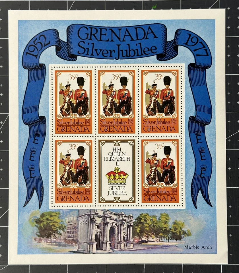GRANADA - Scott 788a-792a - Hojas MNH en estado bastante bueno - QEII Silver Jubilee - 1977 Foto 4 de 4