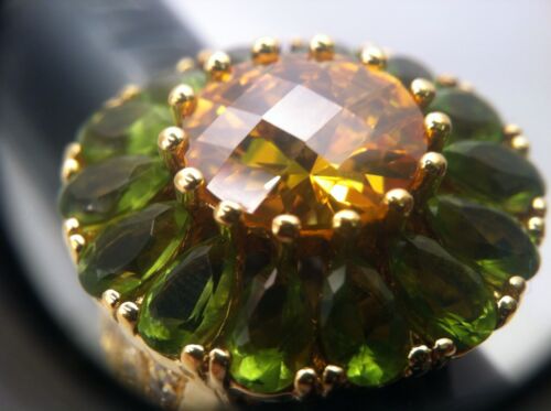 Anello firmato UNCAS multicolore zirconi fiore argento sterling oro vermeil misura 7 - Foto 5 di 12