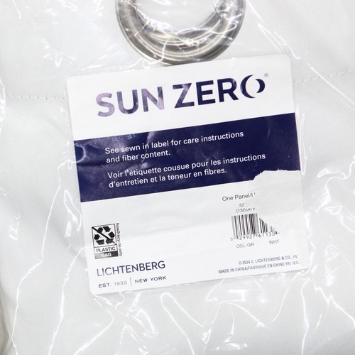 sun Zero Oslo Theater Grade Blackout Grommet Single Curtain Panel White 52 x 63 - Picture 4 of 4