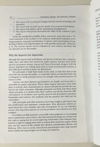 Education Reform Principal’s Dilemma 1986 NASSP School Policy Report 1st Edition - Foto 10 di 11
